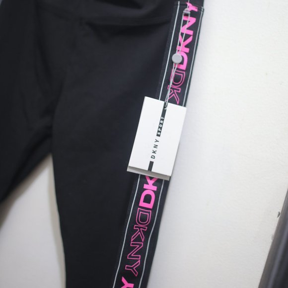 NWT DKNY High-Waist Logo Striped Leggings. - Picture 4 of 10
